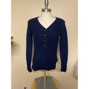 Malika 100% Cashmere Women’s Henly Sweater Blue Si